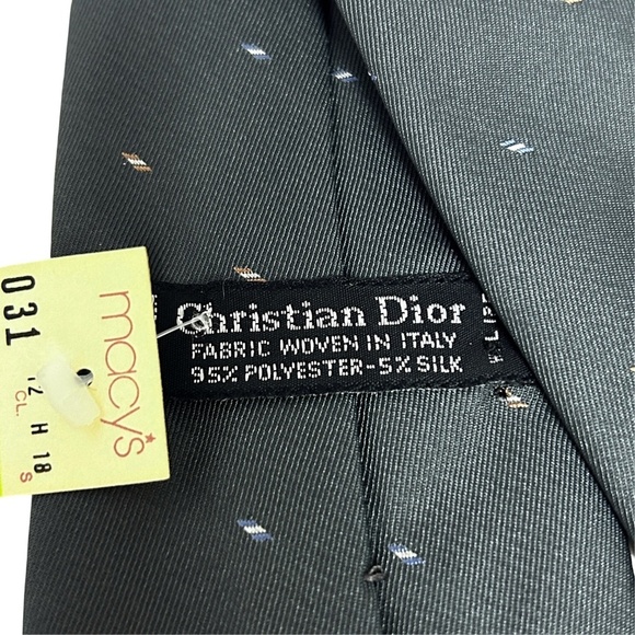 Christian Dior Vintage Luxury Necktie Tie Silk Blend Stylized Dot Pattern NOS - Picture 6 of 13
